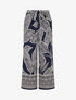 Pantalon élastiqué coupe droite imprimé feuilles stylisées - Marine - 1
