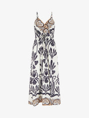 Robe longue à imprimé ikat - Marine - 1