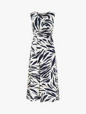 Robe imprimé fantaisie à col cache-coeur - Marine - 1