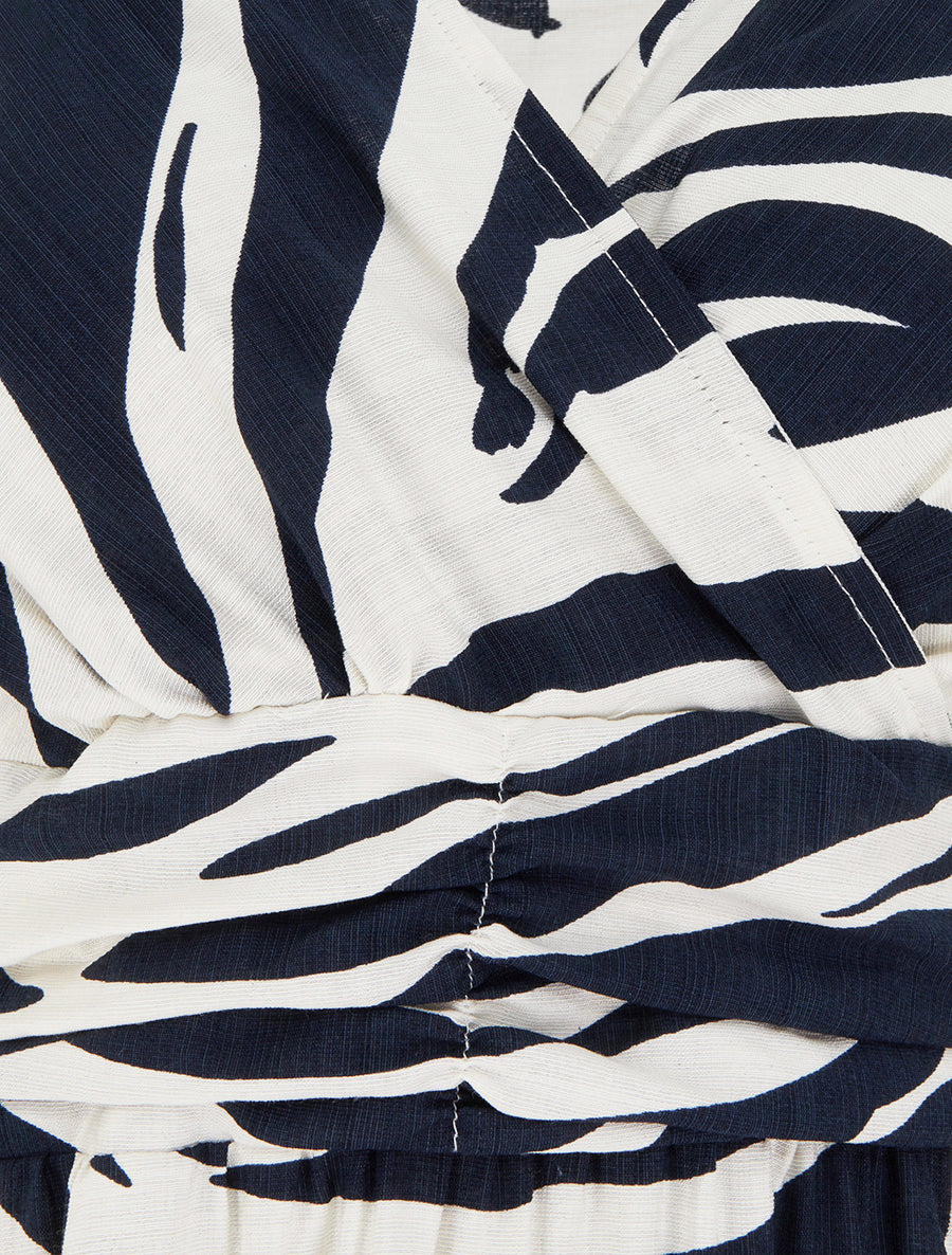 Robe imprimé fantaisie à col cache-coeur - Marine - 3