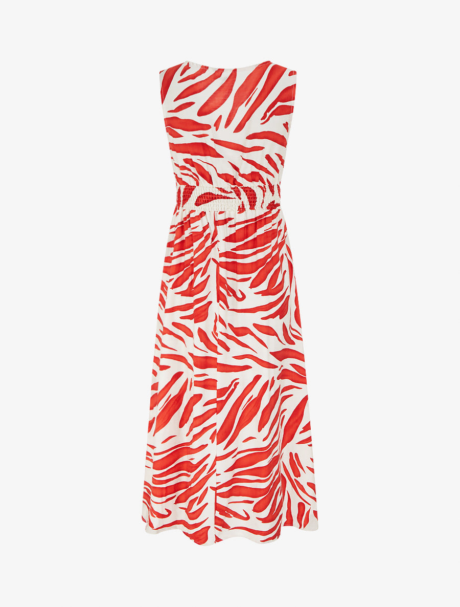 Robe imprimé fantaisie à col cache-coeur - Rouge - 2