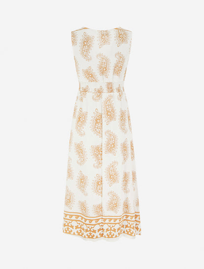 Robe imprimé foulard à col cache-coeur - Camel - 2