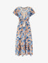 Robe à imprimé stylisé et col en crochet - Bleu - 1