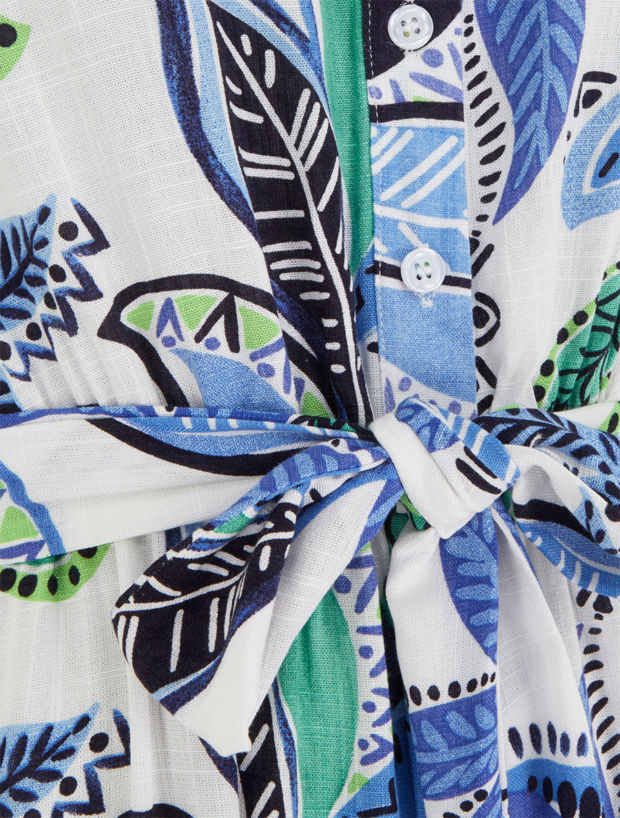Robe chemise longue à imprimé feuillages - Bleu - 3