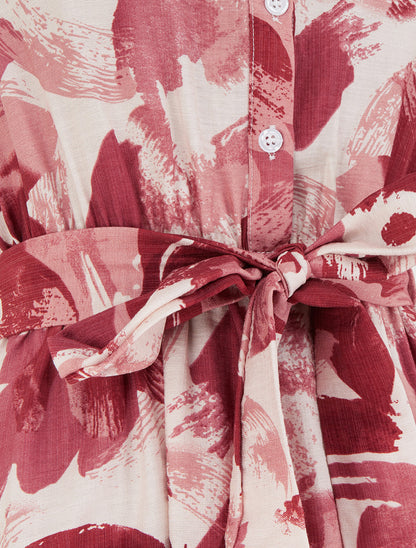 Robe longue style chemise imprimé abstrait - Vieux rose - 3