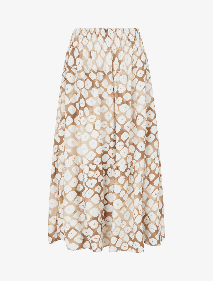Jupe longue élastiquée fantaisie - Taupe - 1