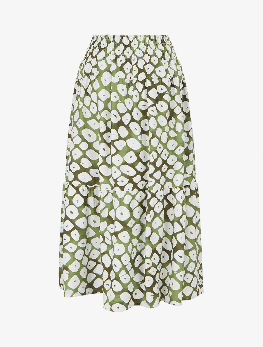 Jupe longue élastiquée fantaisie - Kaki - 2