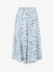 Jupe longue élastiquée fantaisie - Bleu clair - 1