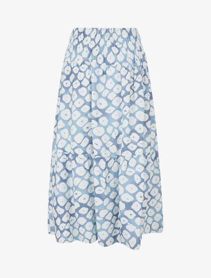 Jupe longue élastiquée fantaisie - Bleu clair - 2