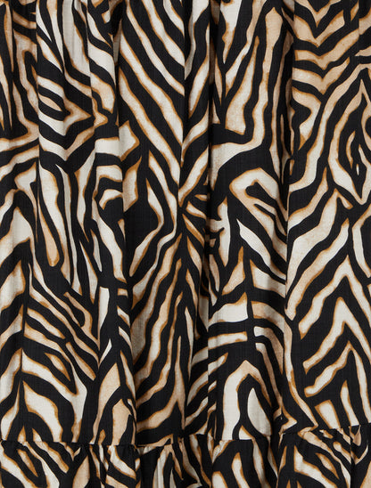 Jupe longue élastiquée graphique stylisé - Noir - 3