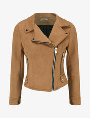 Suède jas met ritssluiting - Kameel