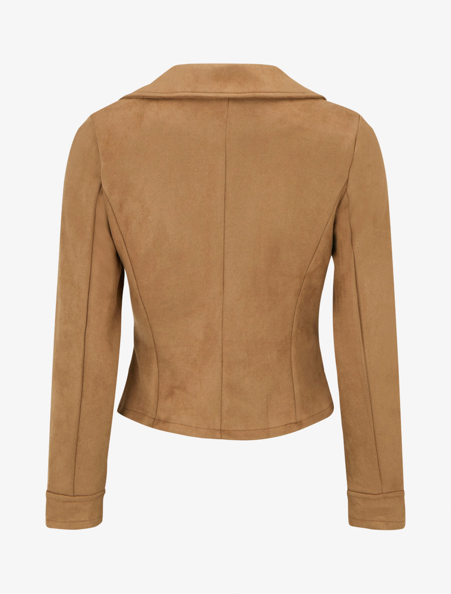 Suède jas met ritssluiting - Kameel