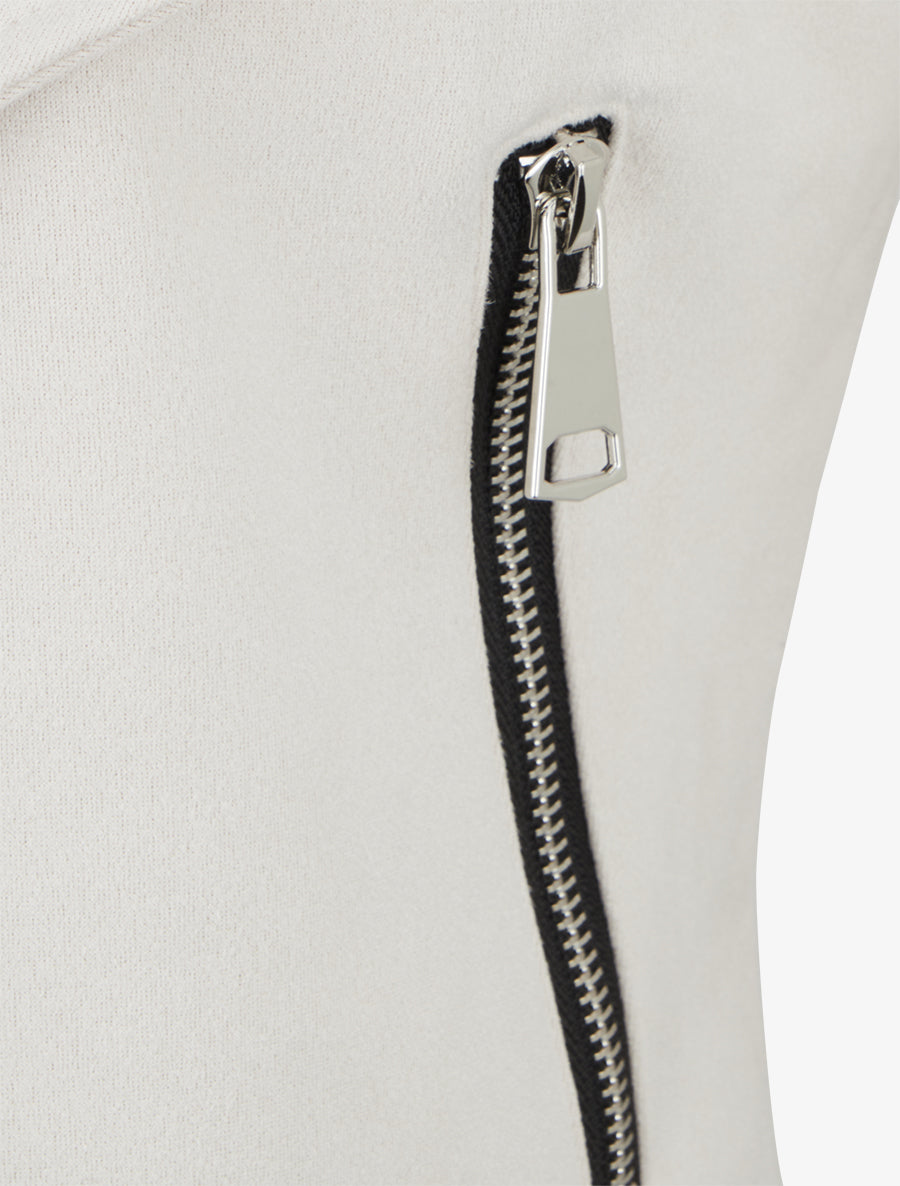 Suède jasje met sjaalkraag - Crème