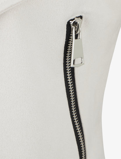 Suède jasje met sjaalkraag - Crème