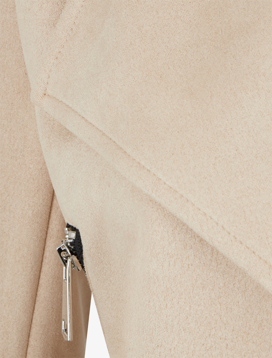 Suède jasje met sjaalkraag - Beige