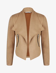Suède jasje met sjaalkraag - Licht kameel