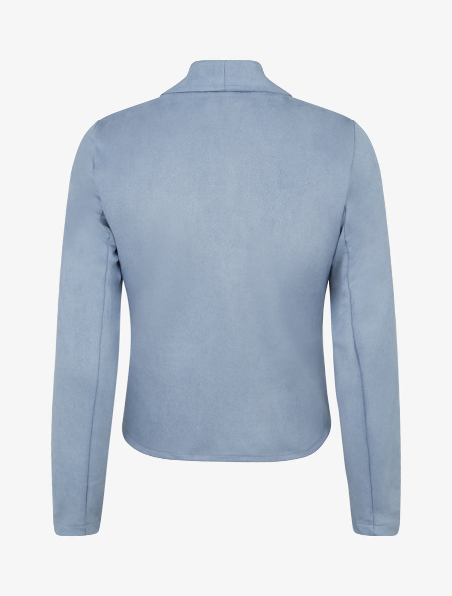 Suède jasje met sjaalkraag - Lichtblauw