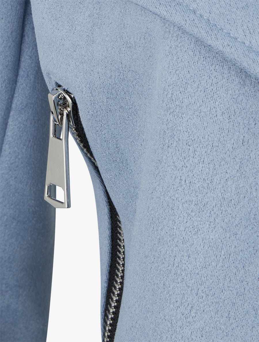 Suède jasje met sjaalkraag - Lichtblauw