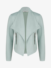 Suède jasje met sjaalkraag - Watergroen