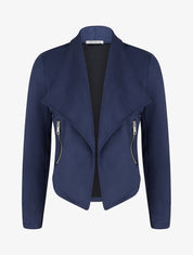 Suède jasje met sjaalkraag - Marine