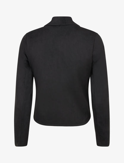 Suède jasje met sjaalkraag - Zwart