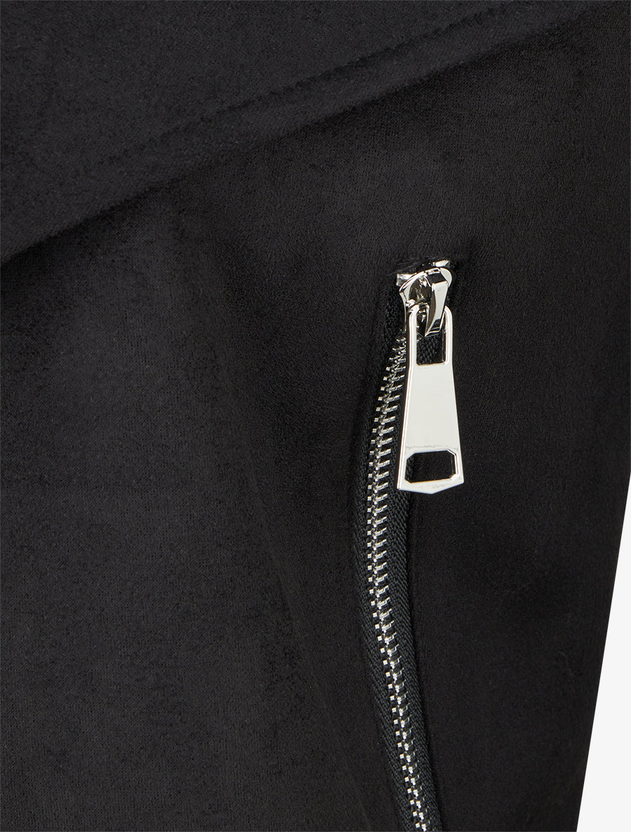 Suède jasje met sjaalkraag - Zwart