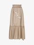 Jupe longue évasée à motif floral brodé - Taupe - 1