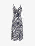 Robe longue à bretelles et imprimé stylisé - Marine - 1