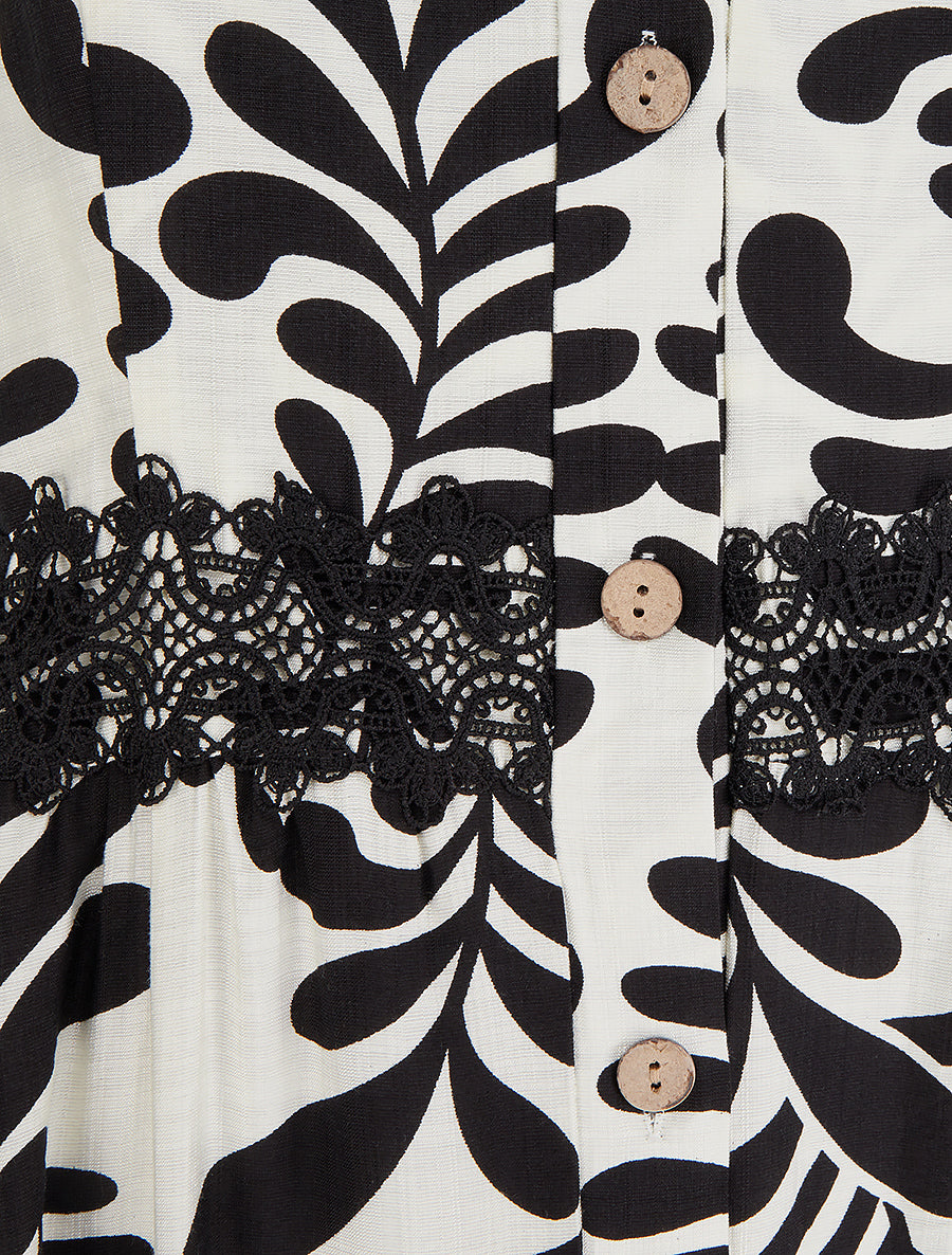 Robe évasée imprimé fantaisie - Noir - 3