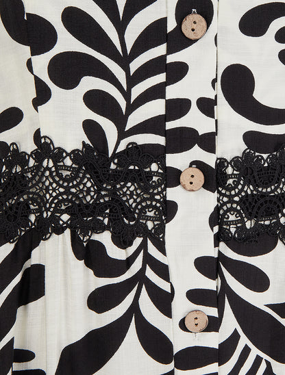 Robe évasée imprimé fantaisie - Noir - 3