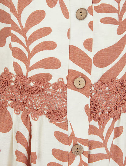 Robe évasée imprimé fantaisie - Vieux rose - 3