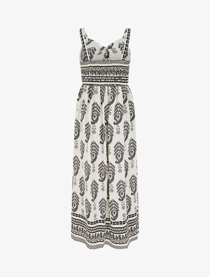 Robe longue évasée imprimée - Noir - 2