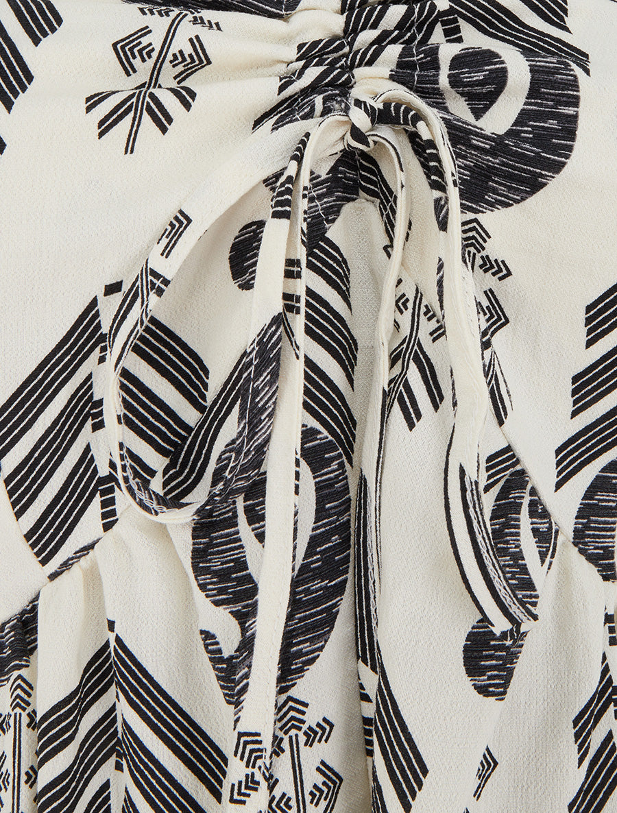 Robe longue évasée imprimée - Noir - 3