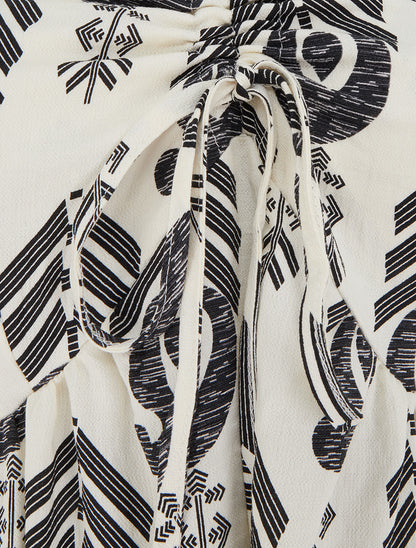 Robe longue évasée imprimée - Noir - 3