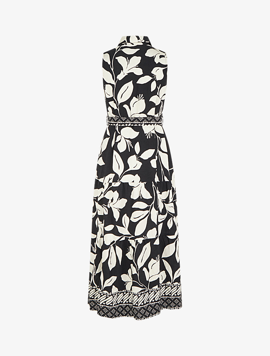 Robe chemise imprimé fleurs tropicales - Noir - 2