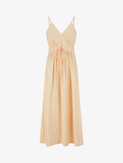 Robe élastiquée unie à détail irisé - Rose saumon - 1