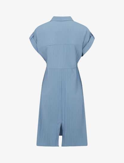 Robe droite unie à manches courtes - Bleu - 2