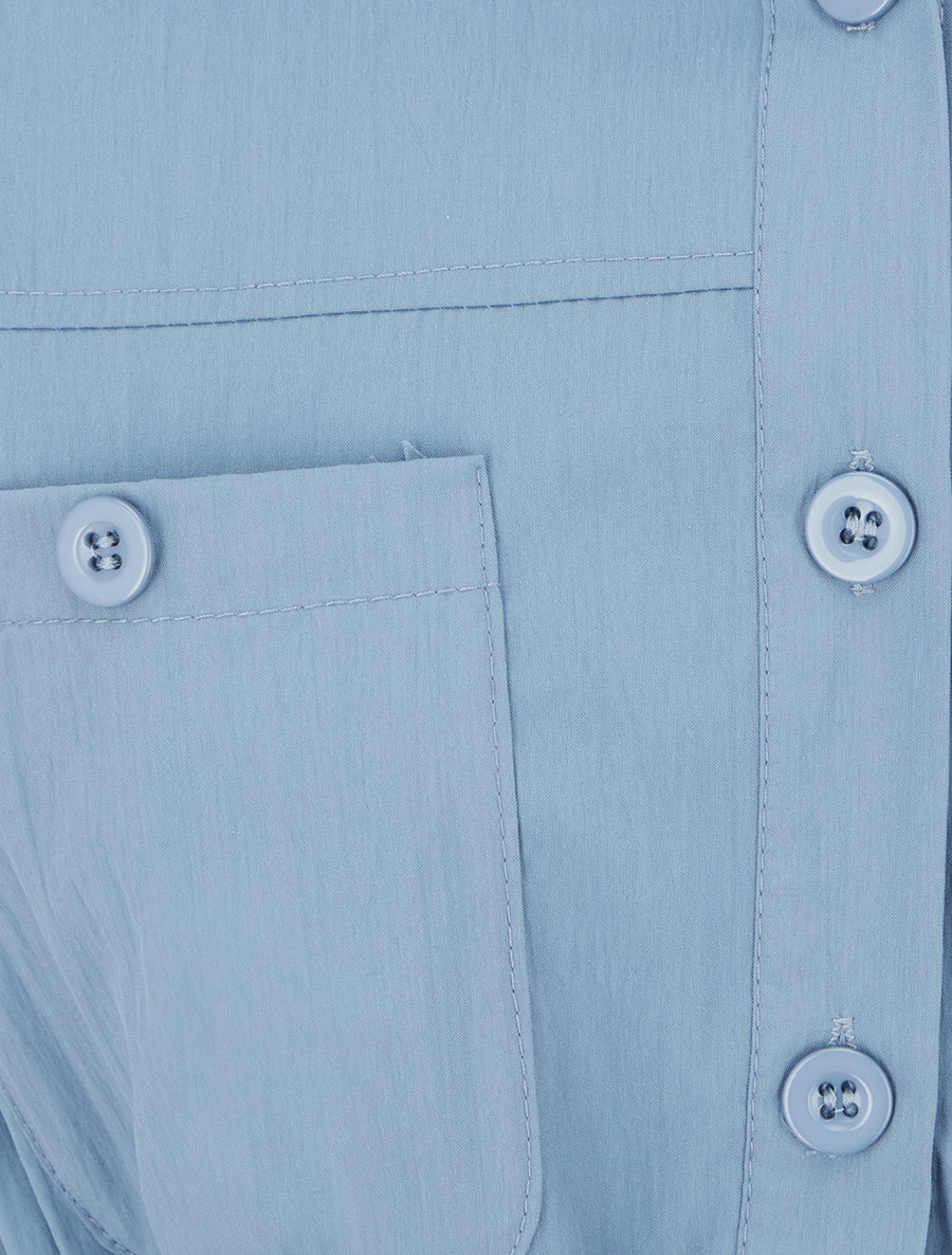 Robe droite unie à manches courtes - Bleu - 3