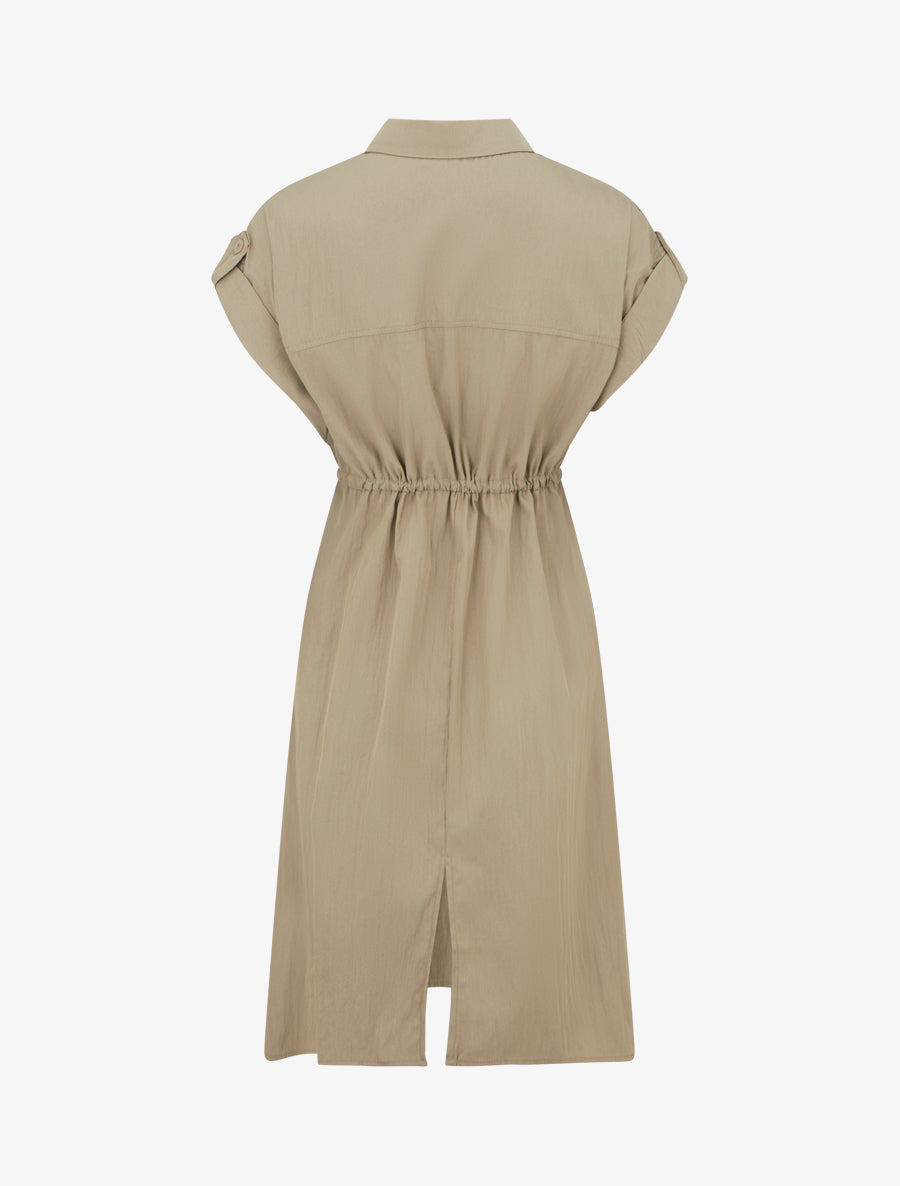 Robe droite unie à manches courtes - Kaki clair - 2