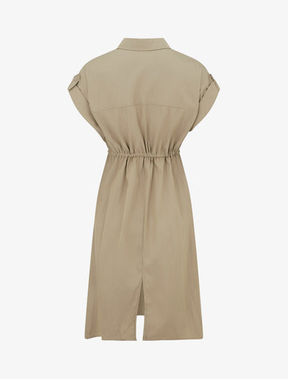 Robe droite unie à manches courtes - Kaki clair - 2