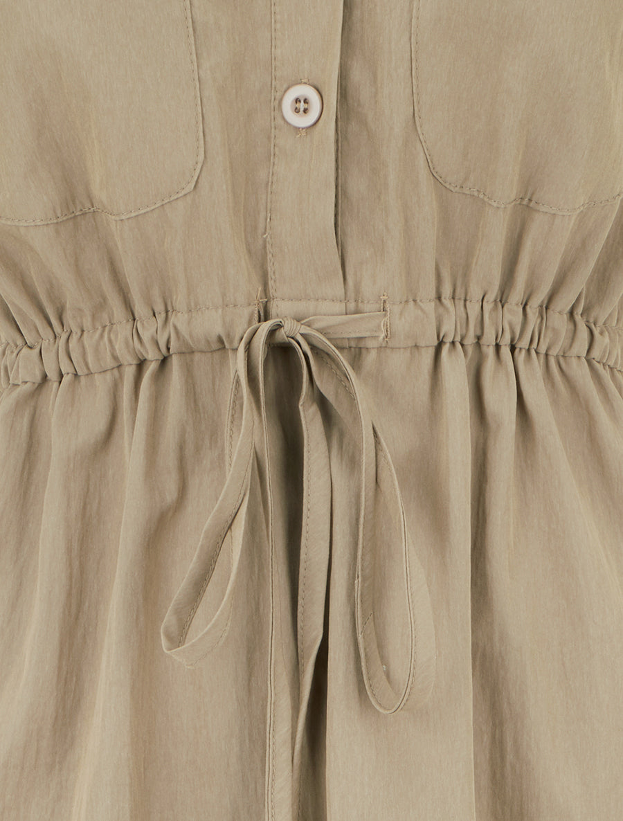 Robe droite unie à manches courtes - Kaki clair - 3