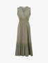 Robe sans manches à broderies - Kaki - 1