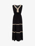 Robe évasée sans manches à col macramé - Noir - 1