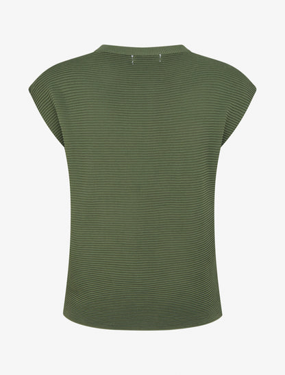 Top uni texturé à col rond - Kaki - 2
