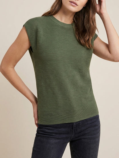 Top met textuur en ronde hals - Kaki