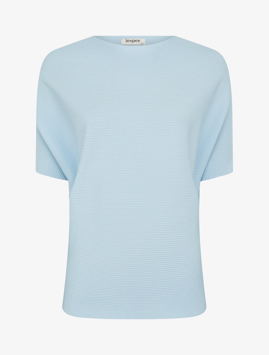 Top uni texturé à manches courtes - Bleu ciel - 1