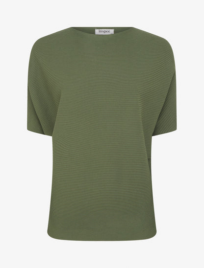 Top uni texturé à manches courtes - Kaki - 1