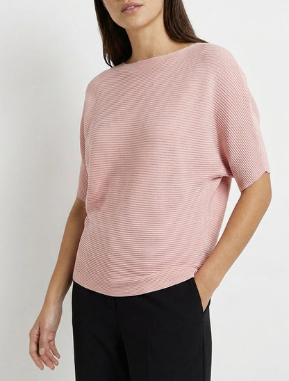 Getextureerde top met korte mouwen - Roos