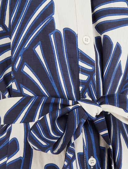 Robe chemise imprimé tropical à manches courtes - Bleu - 3