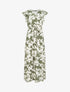 Robe longue imprimé fleurs tropicales à manches courtes - Kaki - 1